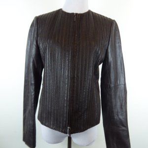WORTH NEW YORK brown leather moto jacket 8